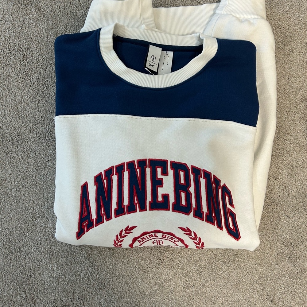 Anine Bing x Reebok White red and Blue Sweatshirt- size L